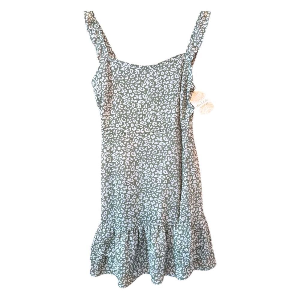 ALTAR'D STATE Anaya Mini Dress Sage Green Ruffle Hem Sleeveless *NEW*